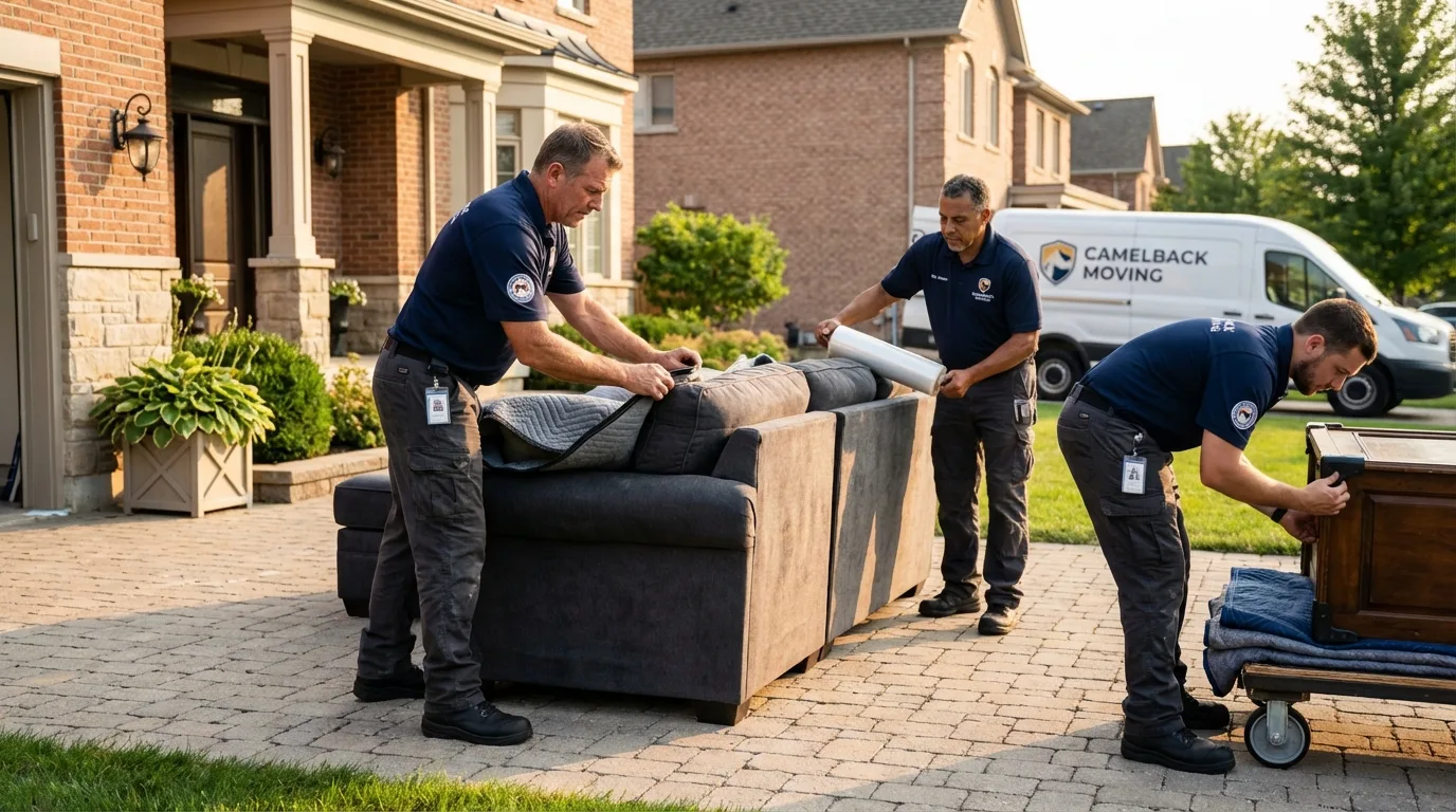Large estate moving crew wrapping furniture in Mangum, OK